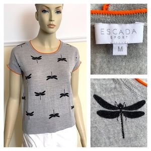 ESCADA Sport gray dragonfly wool top